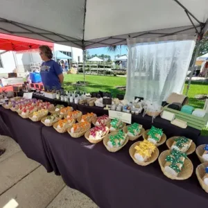 vendor stand with fresh vegetables at ormond beach farmer’s market
